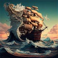 The Majestic Storm-Tossed Ship - A Surreal Masterpiece Made with Generative AI