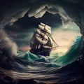 The Majestic Storm-Tossed Ship - A Surreal Masterpiece Made with Generative AI