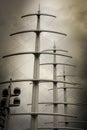 Three masts and radar on Sepia Royalty Free Stock Photo