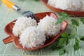 Three meat balls with rice Royalty Free Stock Photo