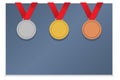 Three Medals On Blank Card