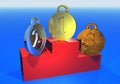 Three medals on the podium