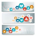 Three medical banners with icons. Royalty Free Stock Photo