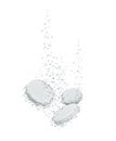Three medical pills dissolves in water close-up on a white background