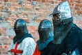 Three medieval knights in armor Royalty Free Stock Photo