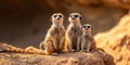 Three Meerkats Perched on Rock Royalty Free Stock Photo