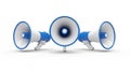 Three megaphones amplifying a message Royalty Free Stock Photo