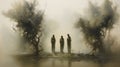 Three Men In The Fog: A Contemporary Middle Eastern Art Piece