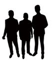 Three men together, silhouette vector Royalty Free Stock Photo