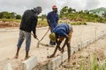Three Men At work On A Road Construction Site Royalty Free Stock Photo