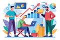 Three men work together in an office, focusing on data input and analyzing trending performance metrics, Men are inputting data Royalty Free Stock Photo