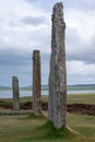 Three menhirs at Ring of Brodgar Neolithic Stone Circle.