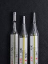 Three mercury thermometers