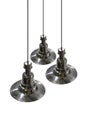 Three metal chandeliers. Isolated