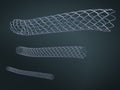 Three metal stents for implantation and supporting blood circulation into blood vessels