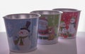 Three metal zink Christmas buckets