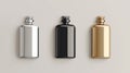 Three Metallic Flasks On Light Background Royalty Free Stock Photo