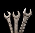 Three metallic wrenches Royalty Free Stock Photo