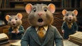 Three Mice in Suits with Surprised Expressions Royalty Free Stock Photo