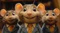 Three Smiling Mice in Suits Royalty Free Stock Photo