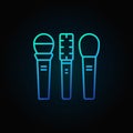 Three microphones vector blue icon or sign in thin line style Royalty Free Stock Photo