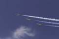 Three military jets and a cloud Royalty Free Stock Photo