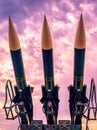 Three military rockets