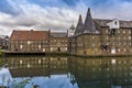 The Three Mills complex and Channelsea river in Lee Valley, London Royalty Free Stock Photo