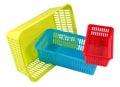 Three mini household colored storage plastic basket Royalty Free Stock Photo