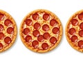 Three mini pepperoni pizzas isolated on white background Royalty Free Stock Photo