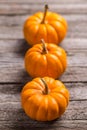 Three mini pumpkins Royalty Free Stock Photo