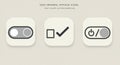 Three minimal interface icons are displayed on light beige rounded square Royalty Free Stock Photo