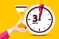 Three Minutes Countdown Design on Yellow Background