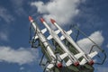 Three missiles on the installation are aimed upwards. Royalty Free Stock Photo