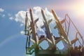 Three missiles on the installation are aimed upwards. weapons of mass destruction, missile defense Royalty Free Stock Photo