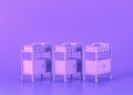Three Mobile Bassinette, Medical equipment in flat monochrome purple room, 3d rendering Royalty Free Stock Photo