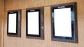 Three Mock up poster frames on Cinema wall Royalty Free Stock Photo