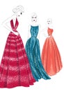 Three models in couture dresses Royalty Free Stock Photo