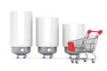Three Modern Automatic Water Heaters with Shopping Cart