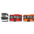 Three modern buses in a row Royalty Free Stock Photo