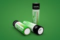 Three Modern Eco Batteries on Green