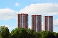 Three modern high-rise apartment buildings in Moscow, Russia Royalty Free Stock Photo