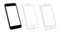 Three modern mobile phone devices in isometric, side position Royalty Free Stock Photo