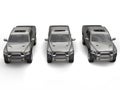 Three modern pick-up trucks - top down view Royalty Free Stock Photo