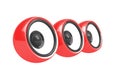 Three modern red speakers Royalty Free Stock Photo