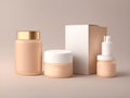 Three moisturizer cream bottles on a brown background