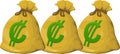 Set of three money bags on white background