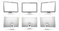 Three monitor with empty display, realistic set device screen mockup Royalty Free Stock Photo