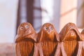 Three monkeys hear, see and speak no evil Royalty Free Stock Photo