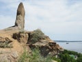 Three monks-an eroded remnant on the river Bank